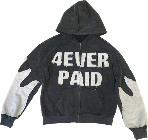 4EVER PAID DISTRESSED EMBROIDERY ZIP UP